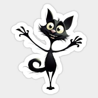 Skinny little cat saying hello Sticker